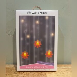 West & Arrow Pink Daisy Curtain Lights Warm White LEDs. Brand New In Box.
